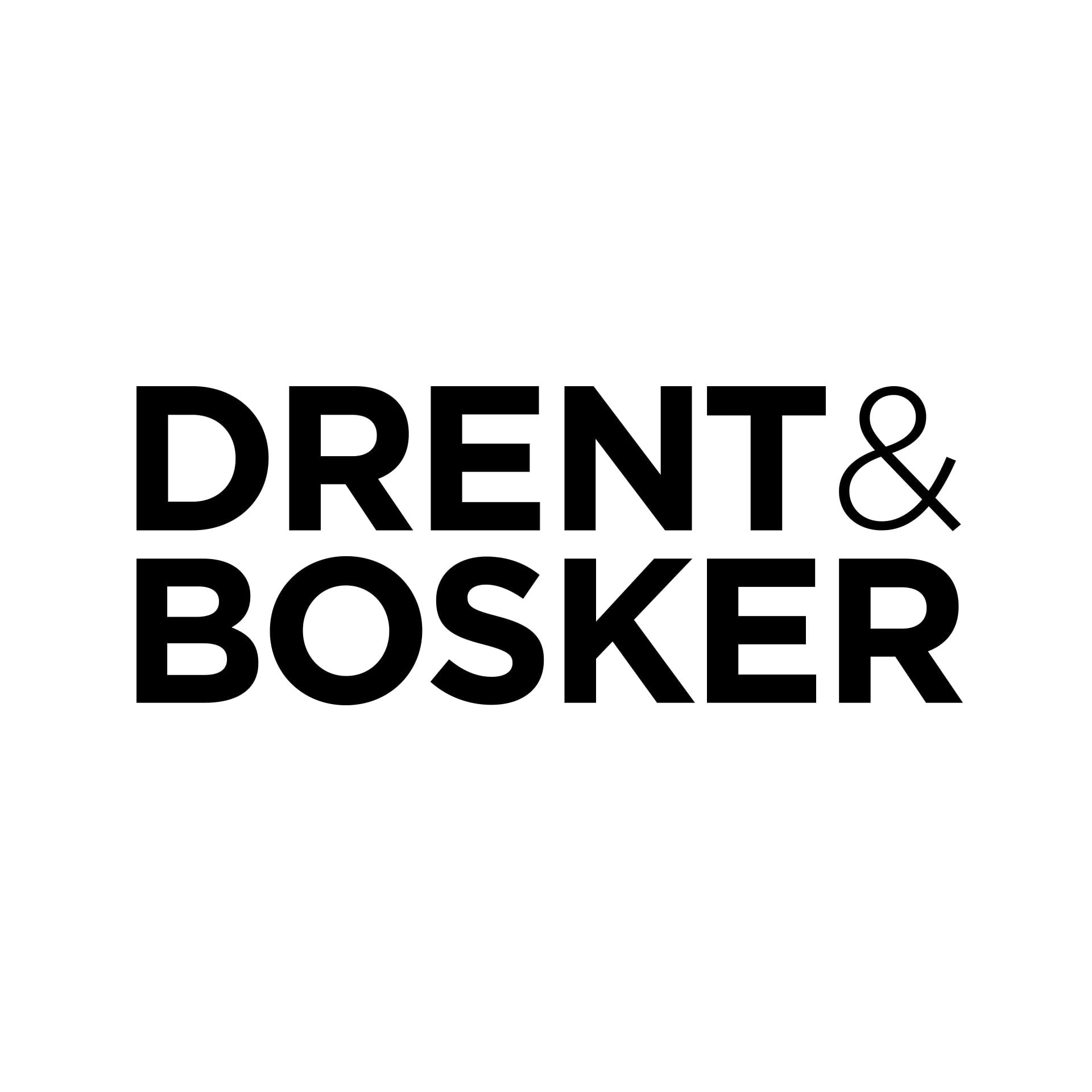 Het Drent & Bosker-logo in het zwart op een witte achtergrond