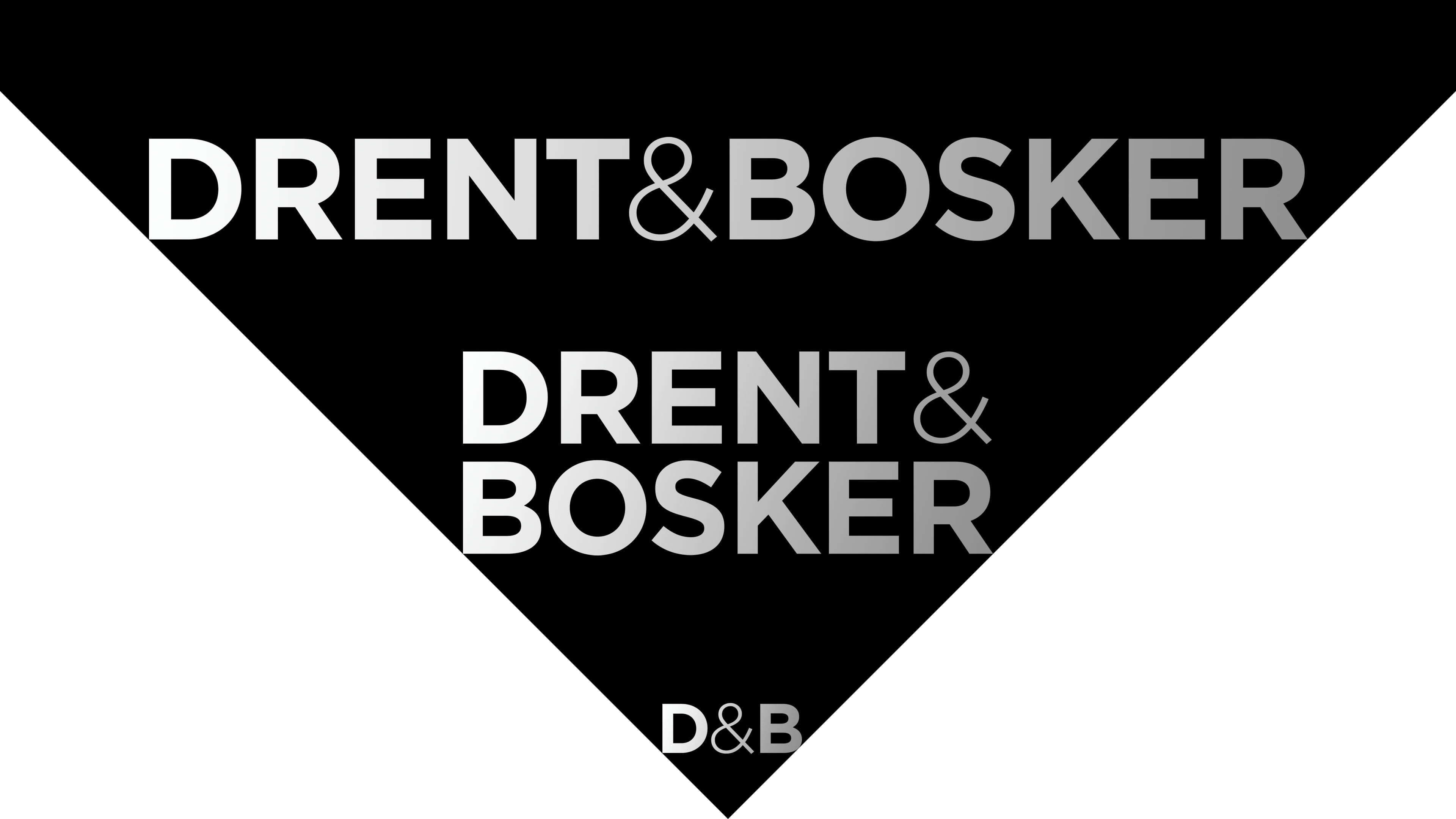 De schaalbaarheid van het Drent & Bosker logo weergegeven in een trechtervorm