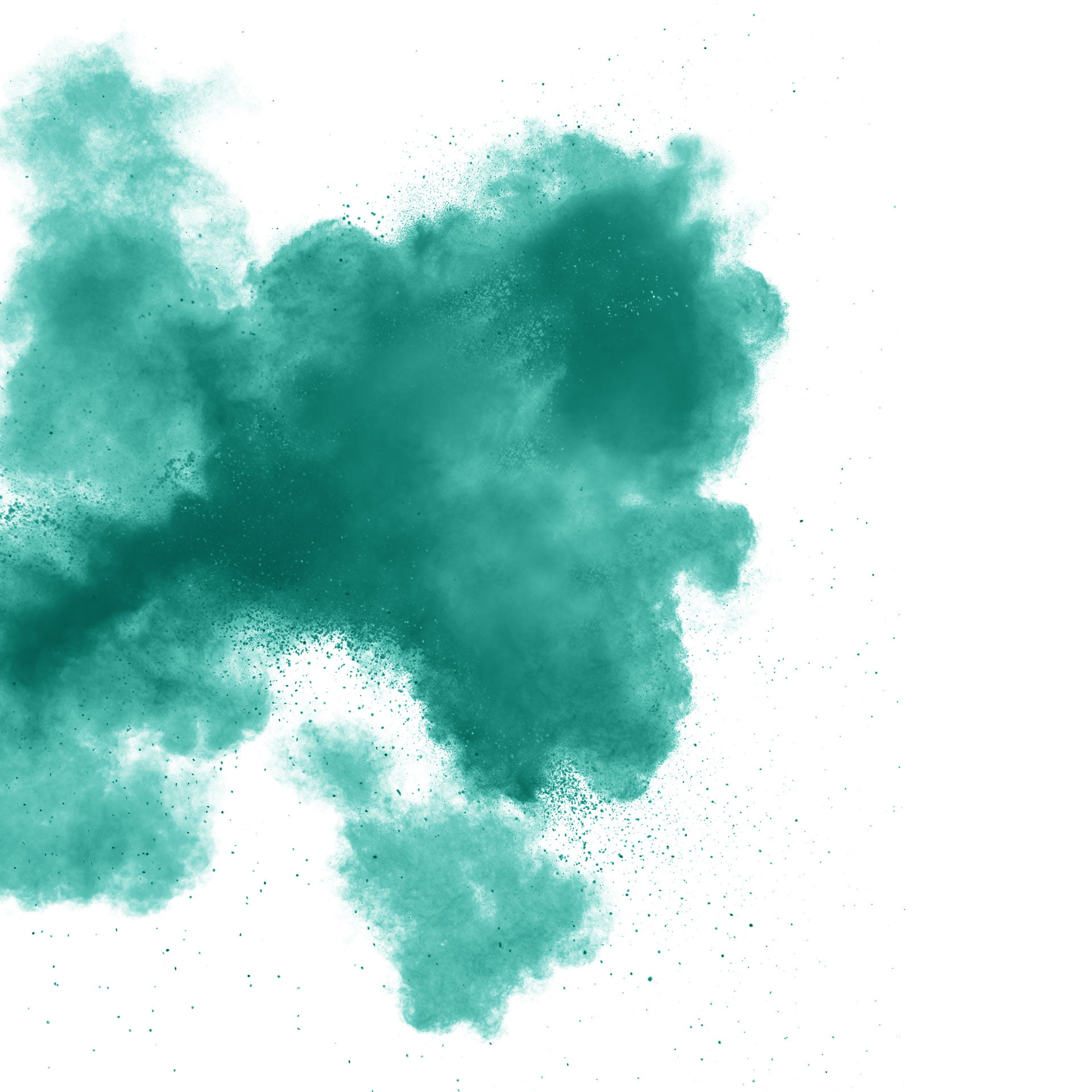 Een rookwok van gekleurd stof in de kleur teal (blauw gemixt met groen)