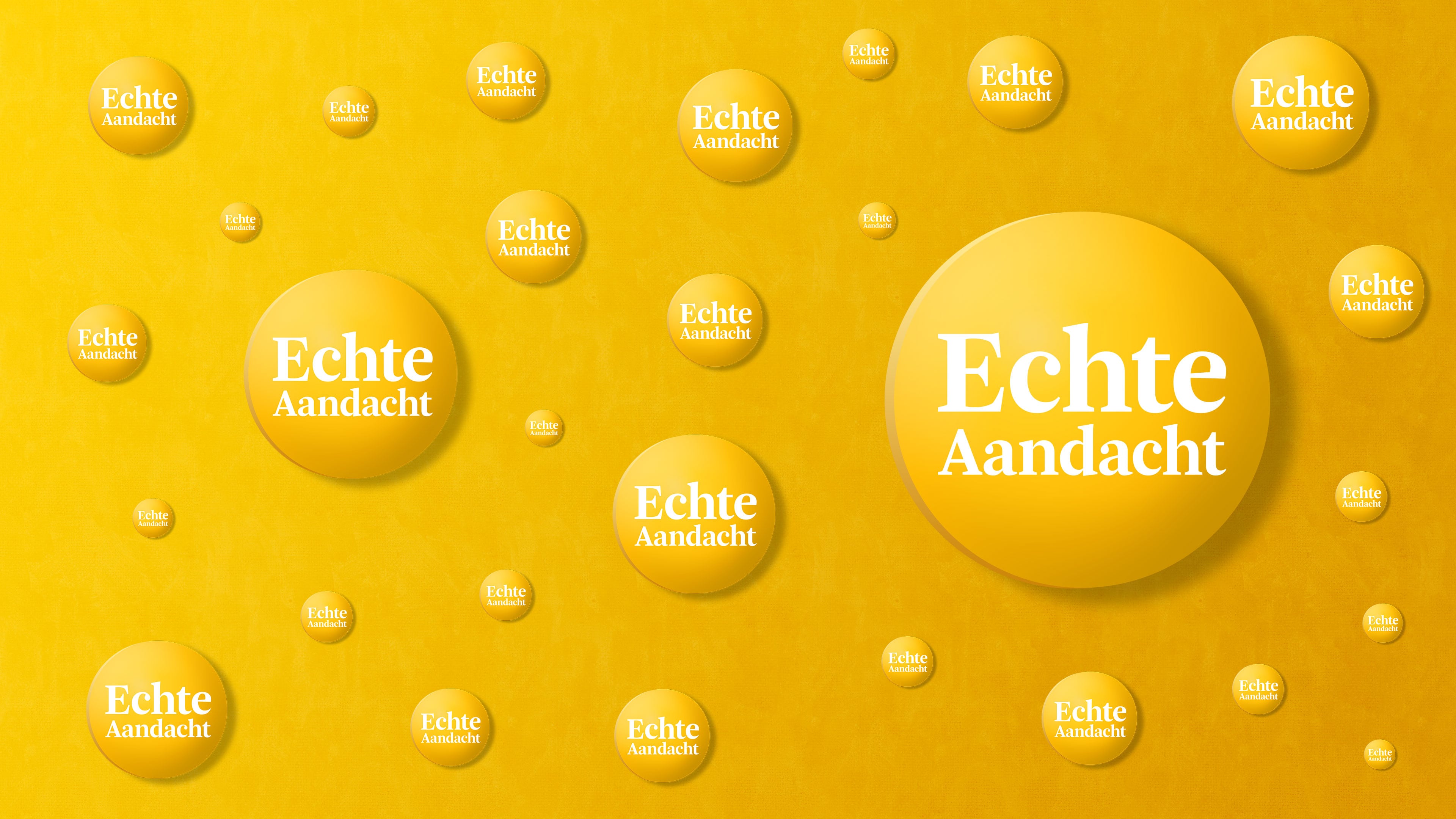 Verschillende vliegende logo's van Echte Aandacht op verschillende formaten