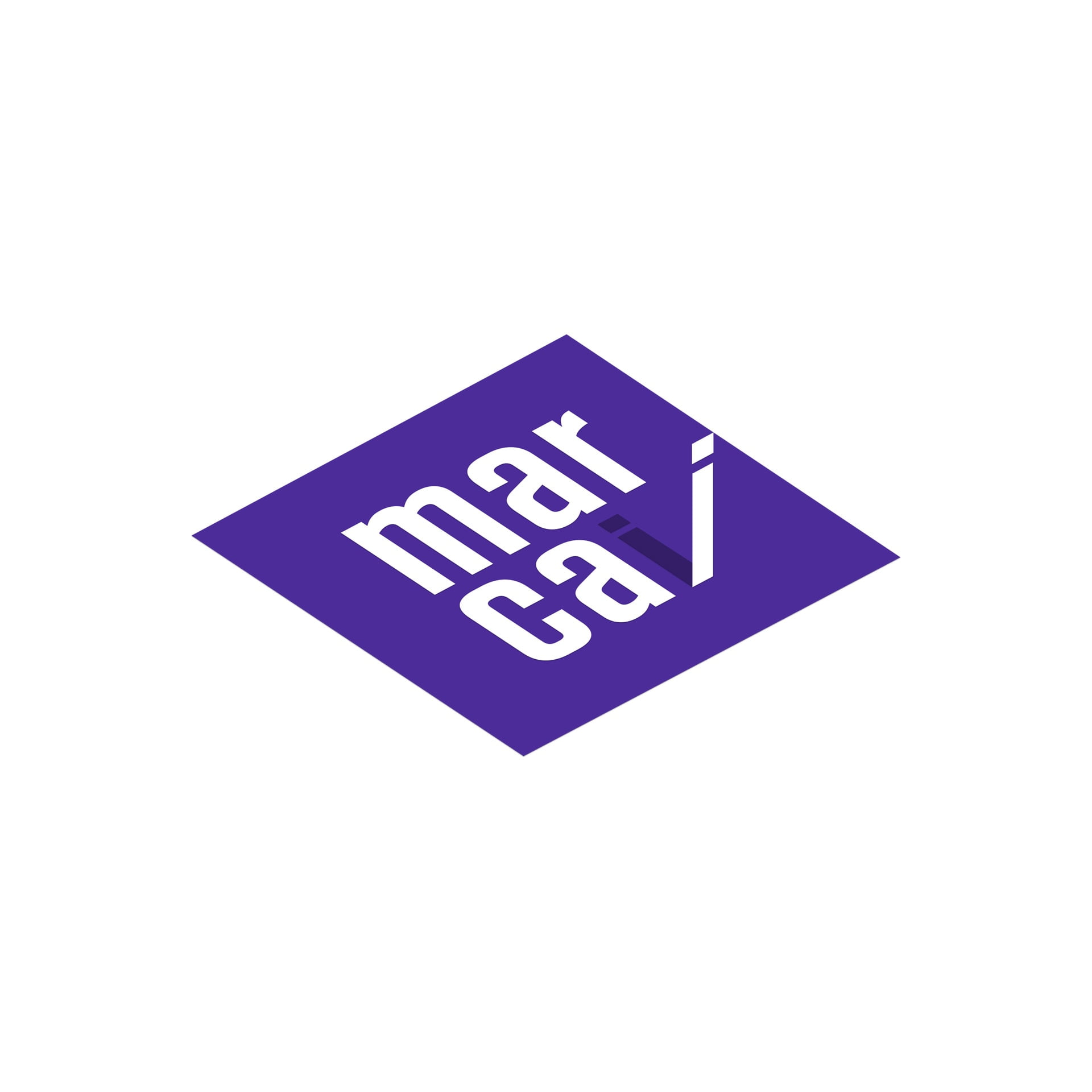 Het Marcai-logo in het paars op witte achtergrond