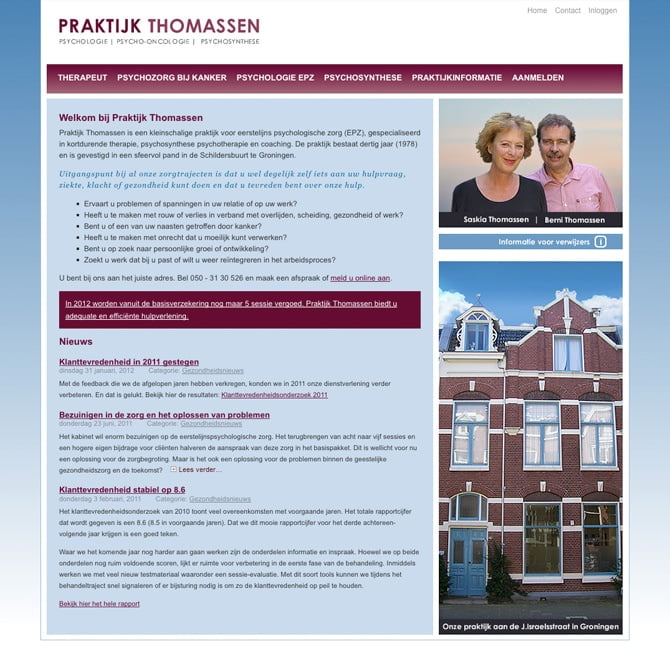 (De homepage van www.praktijkthomassen.nl, 12 juni 2012)
