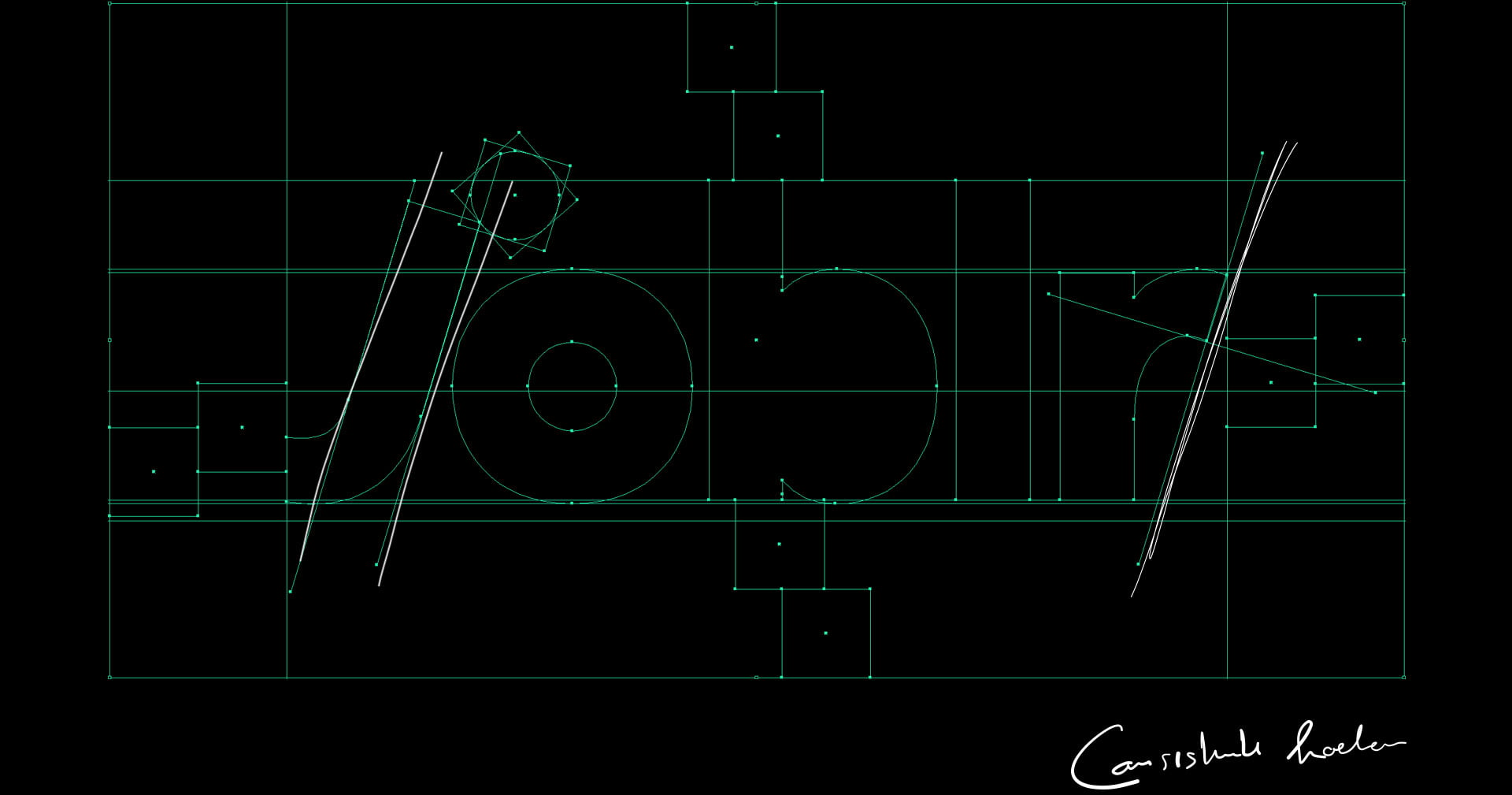 Het Joblr-logo in een wireframe die de contouren van het logo aangeven evenals de schuine lijnen van de letters J en R.