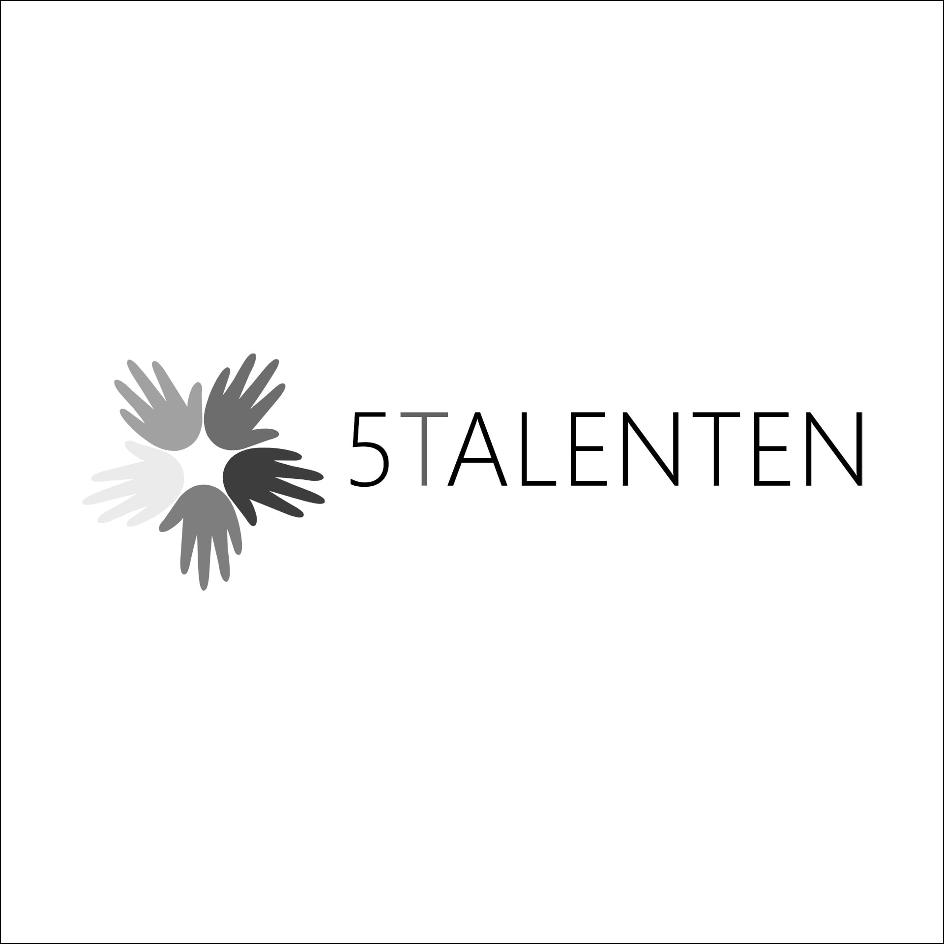 Het oorspronkelijke logo van 5Talenten opgebouwd uit 5 handen die samen een bloem-vorm hebben.