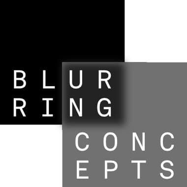 De woorden Blurring en Concepts in twee vierkanten die elkaar overlappen. Waarbij het overlappende deel vaag is.