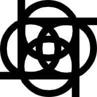 Vier B&rsquo;s in de vorm van een soort bloem of klaver met overlappende bladeren.