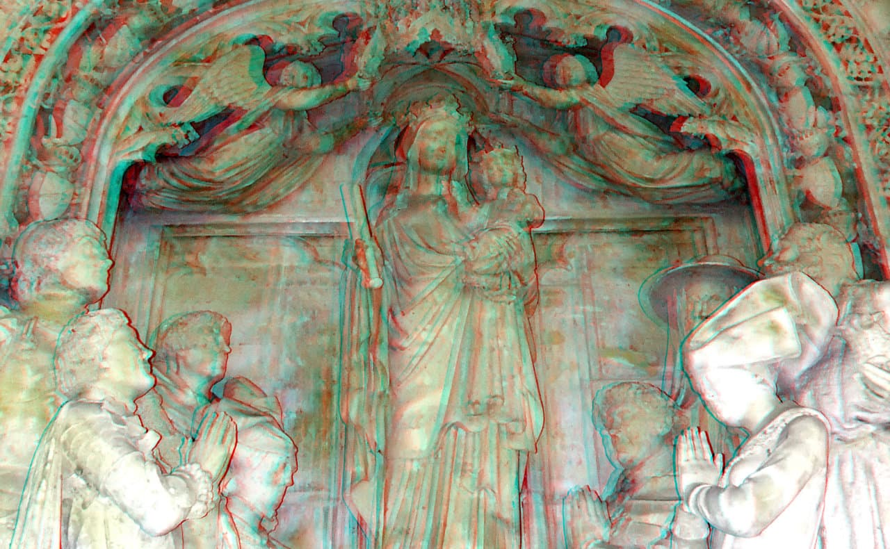 Het praalgraf van Engelbrecht I van Nassau in Grote Kerk Breda. Gefotografeerd in 3D d.m.v. de anaglyph methode.