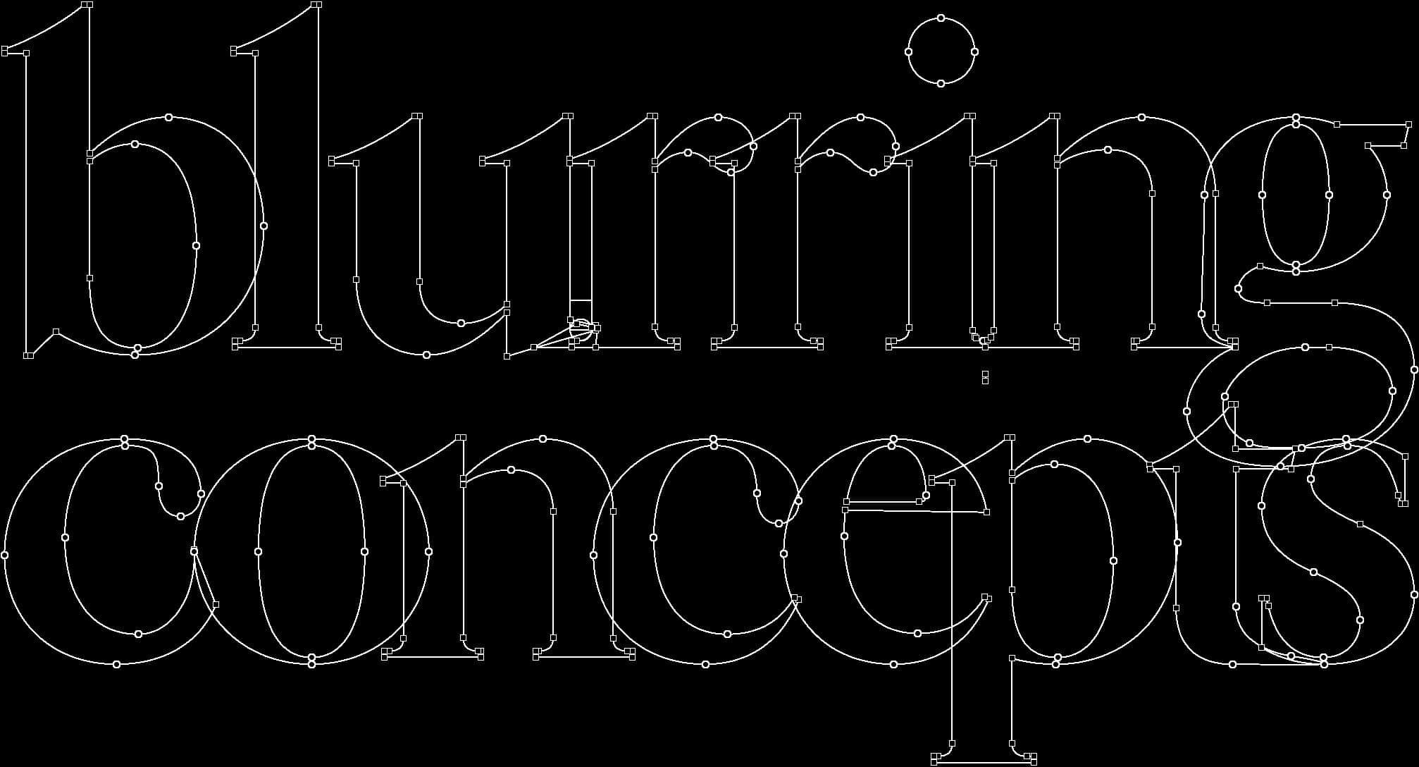 Een lijntekening van &lsquo;blurring concepts&rsquo; als samengevallen vorm met &lsquo;blurring&rsquo;, gestapeld boven &lsquo;concepts&rsquo;.