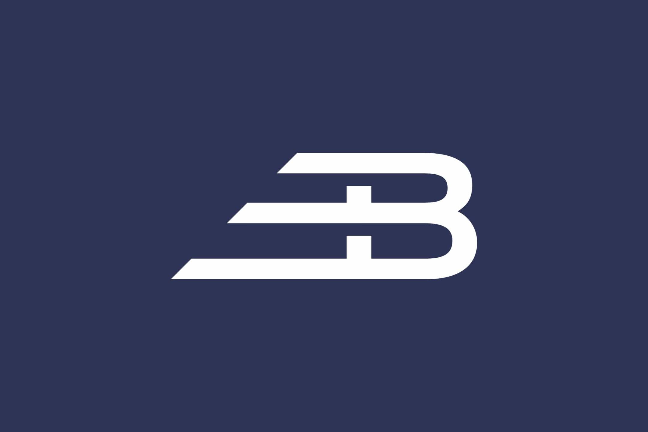 Het logo van Barini. Een letter B waaruit de drie doorgetrokken horizontale strepen snelheid symboliseren.