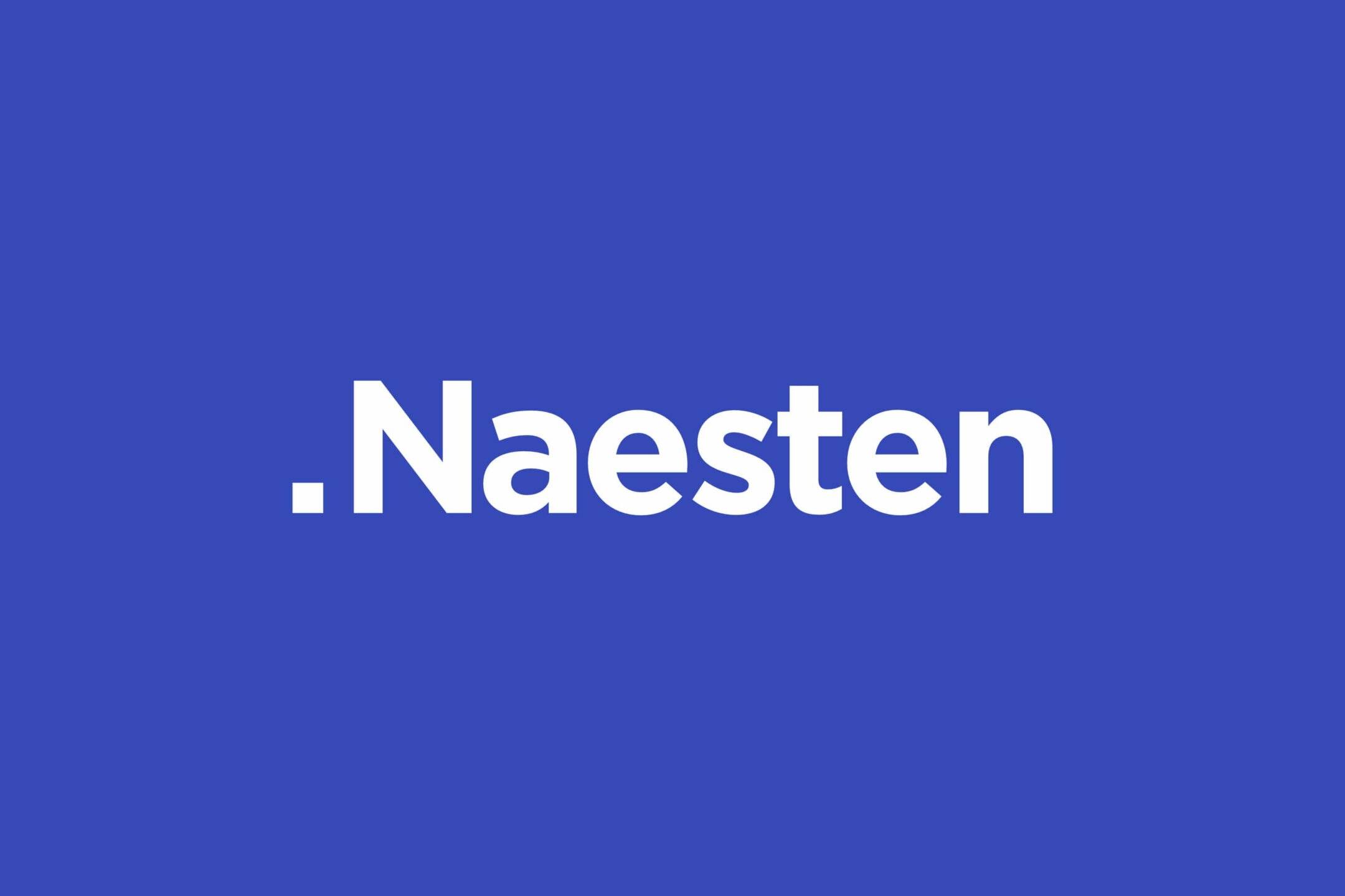 Het logo van Naesten. Dit logo begint met een punt en een spatie voor de hoofdletter N.