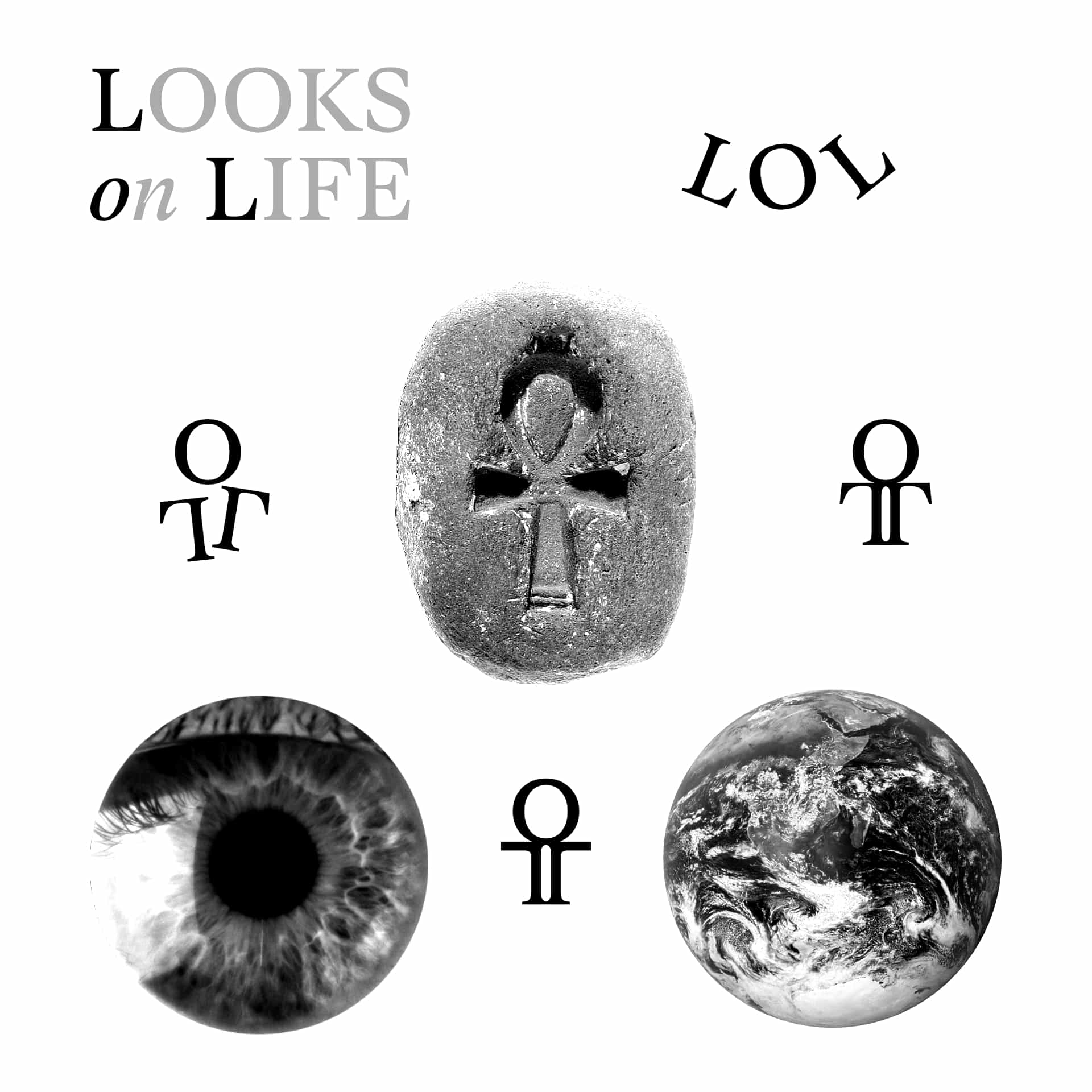 Het logo-idee van LooksOnLife: de initialen van de organisatie LOL vormen een poppetje met gespreide armen.